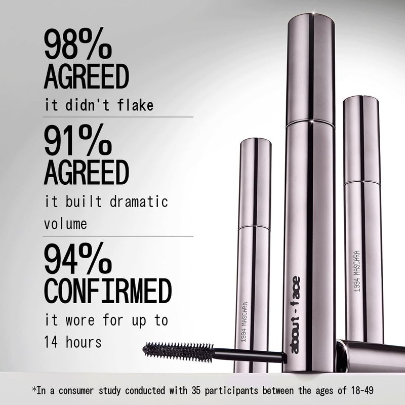 ABOUTFACE about-face Volumizing Mascara – Jet Black | Clean, Vegan, Cruelty-Free | Amplifies, Lengthens & Lifts Lashes | Smudge-Proof, Flake-Free Formula | 0.43 oz - Image 3